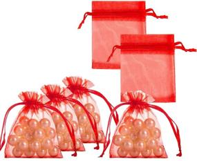 img 4 attached to Pack of 100 Small Size AWELL Red Organza Bags with Drawstrings, 2.7x3.5 inch