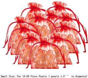 img 2 attached to Pack of 100 Small Size AWELL Red Organza Bags with Drawstrings, 2.7x3.5 inch