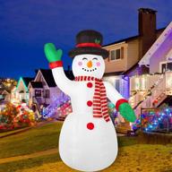 🎅 faronze 8ft tall christmas inflatable snowman: lighted indoor & outdoor decoration with fan and anchor ropes logo