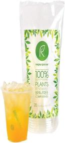 img 1 attached to 🌿 Environmentally-Friendly Compostable Plant-Based Clear Cold Cup, 12 Ounce Party Cups, Pack of 20 Cups