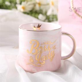 img 1 attached to 🎀 11.5 Oz Pink Marble Boss Lady Ceramic Coffee Mug with Coasters - Perfect Birthday Gifts for Women, Mom, Girl Entrepreneurs, and Female Business Owners - Women's Coffee Mug for Boss Ladies