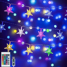 img 4 attached to 16.4 ft Color Changing Star String Lights with 50 LED, USB Powered Fairy Lights for Girls Kids Bedroom Dorm Party Christmas Decor - Remote Controlled, 16 Colors