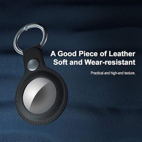 img 1 attached to 🔒 Premium Black Leather Protective Case with Keychain Ring for Apple AirTag Finder - Anti-Scratch Secure Holder