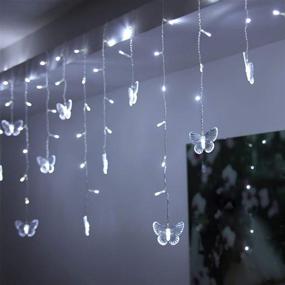 img 1 attached to 🦋 Butterfly Curtain Lights - Decorman 120 LED Window Fairy String Lights with Remote, USB Powered Twinkle Lights for Bedroom Wedding Party Christmas Holiday Decor