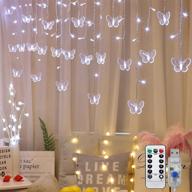 🦋 butterfly curtain lights - decorman 120 led window fairy string lights with remote, usb powered twinkle lights for bedroom wedding party christmas holiday decor логотип