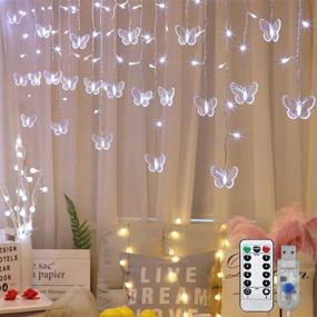 img 4 attached to 🦋 Butterfly Curtain Lights - Decorman 120 LED Window Fairy String Lights with Remote, USB Powered Twinkle Lights for Bedroom Wedding Party Christmas Holiday Decor