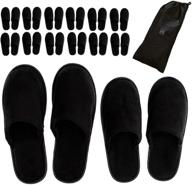 🔸 12-pack modlux spa slippers - cotton velvet, closed toe, non-slip, disposable slippers with travel bags - thick & soft - 6 medium/6 large - suitable for home, hotel, or commercial use - black combo logo