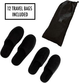 img 3 attached to 🔸 12-Pack MODLUX Spa Slippers - Cotton Velvet, Closed Toe, Non-Slip, Disposable Slippers with Travel Bags - Thick & Soft - 6 Medium/6 Large - Suitable for Home, Hotel, or Commercial Use - Black Combo