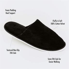 img 1 attached to 🔸 12-Pack MODLUX Spa Slippers - Cotton Velvet, Closed Toe, Non-Slip, Disposable Slippers with Travel Bags - Thick & Soft - 6 Medium/6 Large - Suitable for Home, Hotel, or Commercial Use - Black Combo