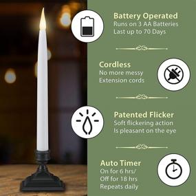 img 3 attached to 🕯️ 612 Vermont Battery Operated LED Window Candles with Timer - Pack of 4, Antique Bronze, Patented Warm White Dual LED Flicker Flame, VT-1660A-4 (6 Hours On/18 Hours Off)