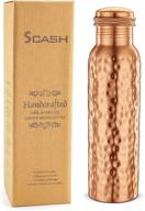 🍶 authentic indian scash 30 oz. handmade copper water bottle - ayurvedic health benefits, leak proof, hammered finish - gift set included! логотип