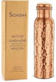 img 2 attached to 🍶 Authentic Indian Scash 30 Oz. Handmade Copper Water Bottle - Ayurvedic Health Benefits, Leak Proof, Hammered Finish - Gift Set Included!