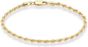 img 4 attached to Miabella Italian 2mm, 3mm Diamond-Cut Braided Rope Chain Anklet Ankle Bracelet - 18K Gold Over 🌟 Sterling Silver for Women, Teen Girls - Available in 9 or 10 Inch - 925 Made in Italy