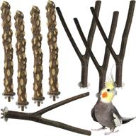 🐦 premium quality kathson 8 pcs natural bird wood perch toy sticks - ideal for parakeets, parrots, cockatiels, conures, macaws, finches - paw grinding & cage chewable accessories logo