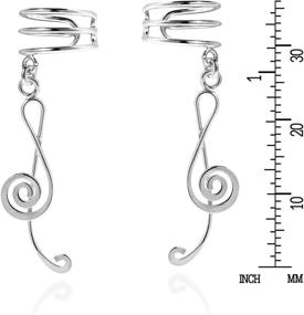 img 2 attached to Sterling Silver Ear Cuff Earrings - My Melody Treble Clef Music Note