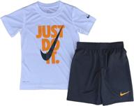 👕 nike boy's dri-fit just do it graphic t-shirt & shorts two-piece set for little kids: stay cool and comfy in style! logo