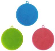 multipurpose 3 pack silicone dish scrubber: efficient cleaning brush, fruit & vegetable washer, heat insulation pad for kitchenware - non-stick dishwashing cloth brushes logo