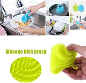 img 3 attached to Multipurpose 3 Pack Silicone Dish Scrubber: Efficient Cleaning Brush, Fruit & Vegetable Washer, Heat Insulation Pad for Kitchenware - Non-Stick Dishwashing Cloth Brushes