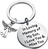 🎗️ bekech dad memorial heart pendant keychain - loving remembrance jewelry with sympathy gift - personalized keyring for dad's memory logo