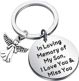 img 4 attached to 🎗️ BEKECH Dad Memorial Heart Pendant Keychain - Loving Remembrance Jewelry with Sympathy Gift - Personalized Keyring for Dad's Memory