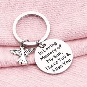 img 2 attached to 🎗️ BEKECH Dad Memorial Heart Pendant Keychain - Loving Remembrance Jewelry with Sympathy Gift - Personalized Keyring for Dad's Memory