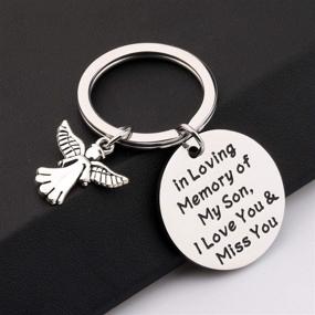 img 1 attached to 🎗️ BEKECH Dad Memorial Heart Pendant Keychain - Loving Remembrance Jewelry with Sympathy Gift - Personalized Keyring for Dad's Memory
