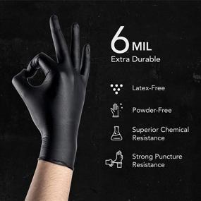 img 3 attached to 🧤 OKIAAS Black/Orange Nitrile Gloves M/L/XL 6 MIL 50 Count – Industrial Gloves Disposable, Latex Free, Powder Free, Heavy Duty