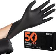 🧤 okiaas black/orange nitrile gloves m/l/xl 6 mil 50 count – industrial gloves disposable, latex free, powder free, heavy duty logo