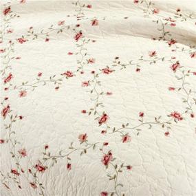 img 2 attached to 🌸 3-Piece Reversible Quilt Set with Classical 3D Floral Embroidery Pattern - Lightweight & Soft Cotton Decorative Bedspreads and Coverlet Set