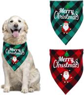 reversible plaid christmas dog bandanas - washable and adjustable xmas kerchief scarf for dogs and cats, double-sided dog hankerchief triangle bibs for small to large puppies логотип