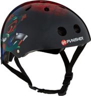 punisher skateboards youth medium helmet: 11-vent multi-sport 🛹 for skateboard and bmx – assorted styles, with extra pads logo