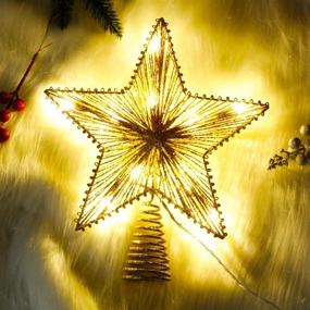 img 1 attached to 🌟 Gold Lighted Christmas Tree Star Topper with 10 LED Lights, Glittery Shimmery Star Treetop Decoration – 10-Inch Size