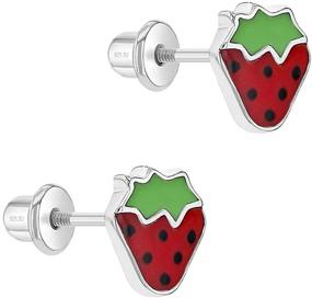 img 3 attached to 🍓 Sweet and Stylish: Sterling Silver Enamel Strawberry Earrings for Girls' Jewelry