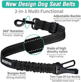 img 3 attached to 🐶 Durable and Reflective DOYOO Dog Seat Belt 2 Pack - Adjustable 2-in-1 Multi-Functional Pet Car Seatbelts for Ultimate Safety and Comfort in Your Vehicle
