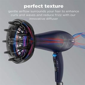 img 3 attached to INFINITIPRO BY CONAIR 1875 Watt Texture Styling Hair Dryer: Усиливает естественные завитки и волны без усилий - Темно-синий, 1 штука.