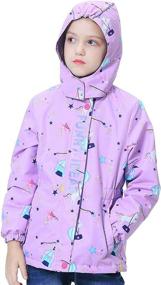 img 2 attached to Girls Rain Jacket with Fleece Lining - Waterproof Girls Raincoat, Hooded Windbreaker for Kids