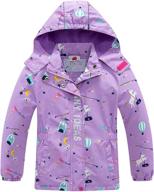 girls rain jacket with fleece lining - waterproof girls raincoat, hooded windbreaker for kids логотип