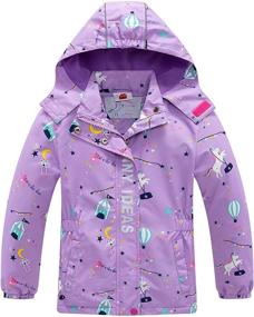 img 4 attached to Girls Rain Jacket with Fleece Lining - Waterproof Girls Raincoat, Hooded Windbreaker for Kids