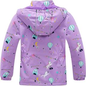 img 3 attached to Girls Rain Jacket with Fleece Lining - Waterproof Girls Raincoat, Hooded Windbreaker for Kids