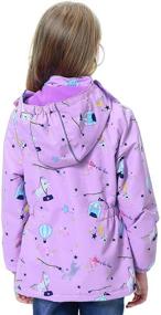 img 1 attached to Girls Rain Jacket with Fleece Lining - Waterproof Girls Raincoat, Hooded Windbreaker for Kids