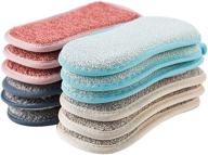 🧽 12-pack heavy duty kitchen sponges for dishes - reusable double sided non-scratch microfiber sponge ideal for effortless cleaning of pots, pans, and dishes logo