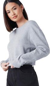 img 2 attached to 👚 Stylish and Comfy: Verdusa Women's Basic Round Neck Crop Top Sweatshirt - Long Sleeve Casual Pullover