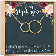 🎁 stepdaughter gift necklace: cherished tokens from stepmom, stepsister and blended family - perfect for weddings, bride or groom's daughter - 2 interlocking circles logo