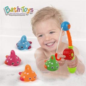 img 1 attached to 🐳 Dwi Dowellin Bath Toys - Mold-Free Fishing Games with Swimming Whales - BPA-Free Water Table Pool - Bath Time Bathtub Tub Toy for Toddlers, Baby Kids, Infants - Girls, Boys - Ages 1, 2, 3, 4, 5, 6 - Fish Set for Bathroom Fun