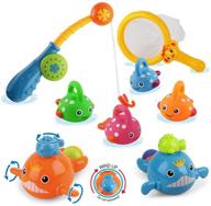 🐳 dwi dowellin bath toys - mold-free fishing games with swimming whales - bpa-free water table pool - bath time bathtub tub toy for toddlers, baby kids, infants - girls, boys - ages 1, 2, 3, 4, 5, 6 - fish set for bathroom fun logo