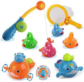 img 4 attached to 🐳 Dwi Dowellin Bath Toys - Mold-Free Fishing Games with Swimming Whales - BPA-Free Water Table Pool - Bath Time Bathtub Tub Toy for Toddlers, Baby Kids, Infants - Girls, Boys - Ages 1, 2, 3, 4, 5, 6 - Fish Set for Bathroom Fun