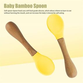 img 1 attached to Premium Bamboo Baby Spoons: Soft Silicone Weaning Utensils for Easy First Feedings - Pack of 3