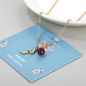 img 1 attached to 🌸 Charming Birth Flower Necklace in 18K Gold with Natural Stone: Perfect Birthday Gift for Women and Girls