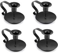 🕯️ black wrought iron taper candle holders for wedding, dining, and party decorations - set of 4 логотип