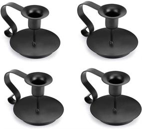 img 4 attached to 🕯️ Black Wrought Iron Taper Candle Holders for Wedding, Dining, and Party Decorations - Set of 4